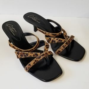 Ladies Arturo Faux Leppard Print Fur Sandal
